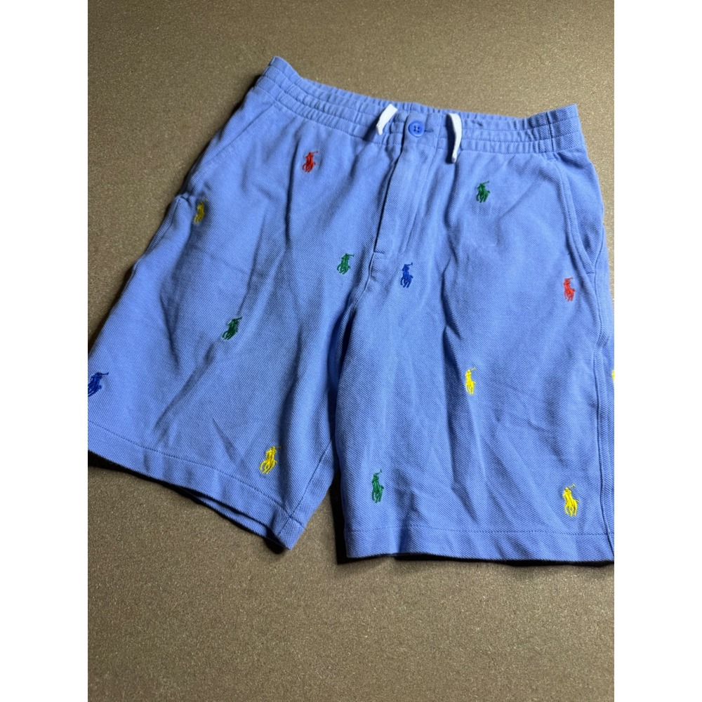 Polo‎ Ralph Lauren Boys Blue Multi Color Pony Embroidered Shorts Size M 10-12